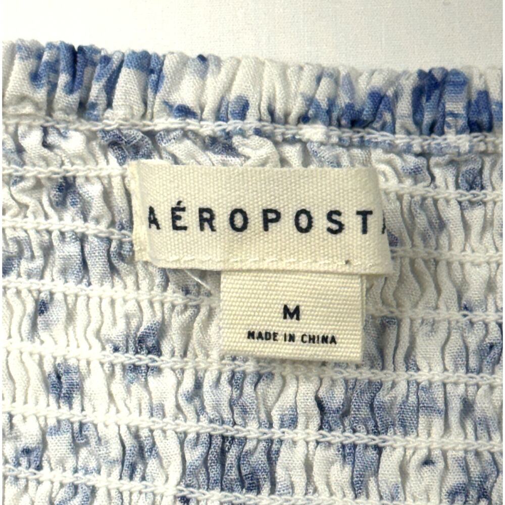 Aeropostale Blue Floral Mini Dress spaghetti straps Sz M - Picture 2 of 11